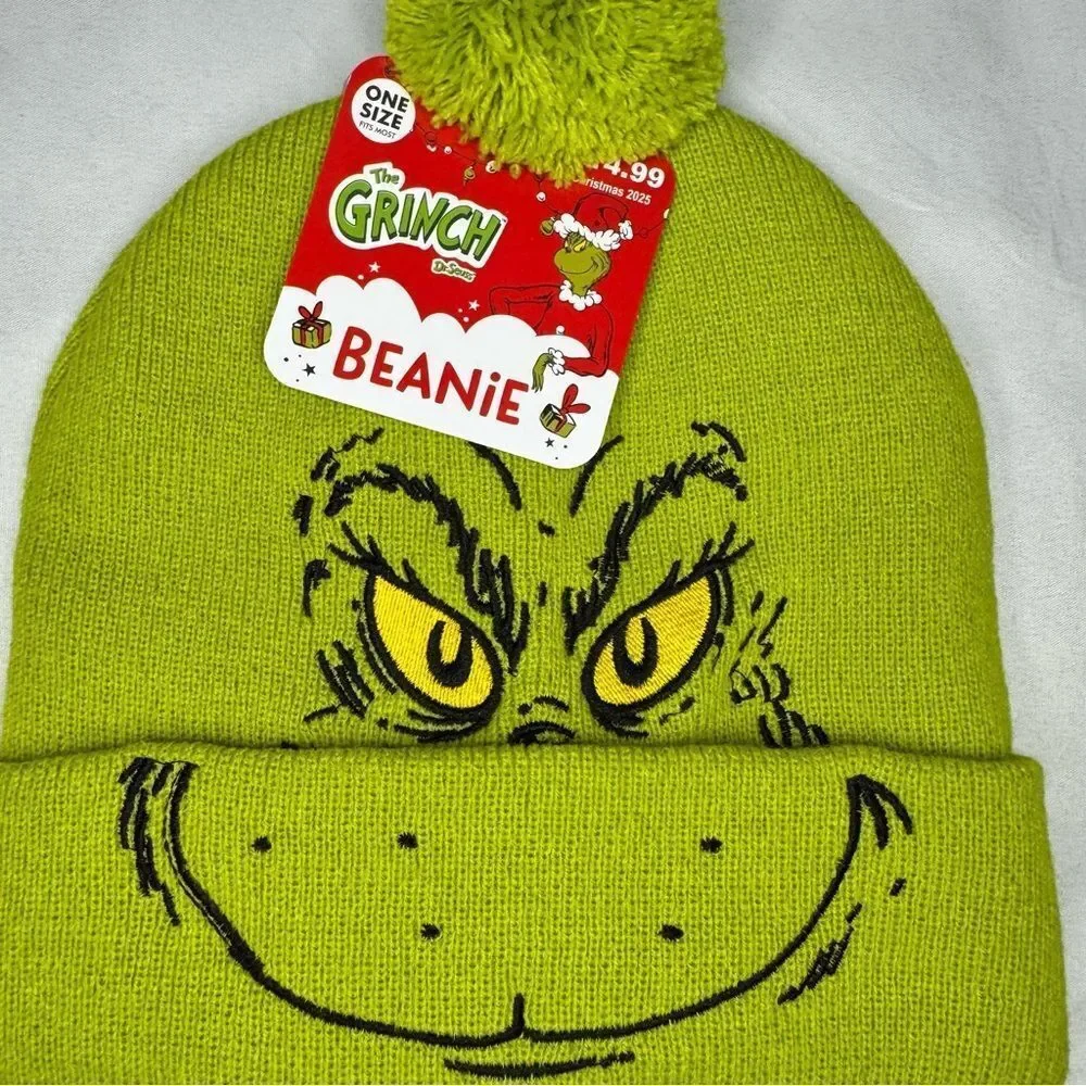 Dr. Suess Grinch Green Beanie with Pom Pom OS